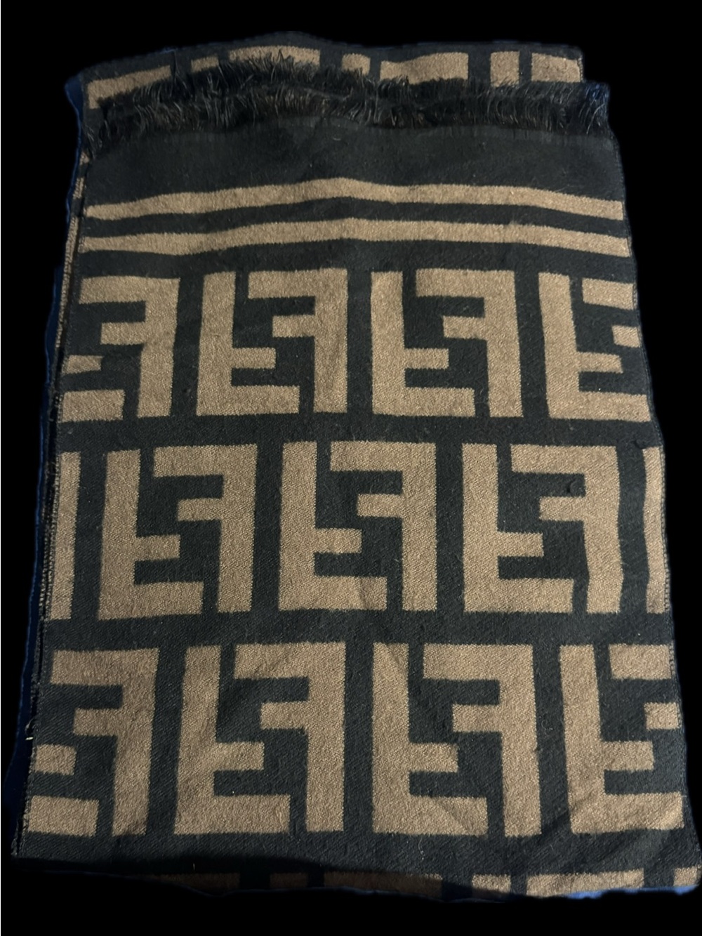 Designer-Inspired Black and Tan Men's Scarf